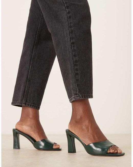 ASOS Black Harp Mid Heel Mules