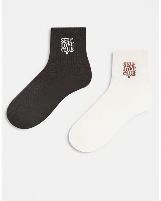 Accessorize White Self Love Club 2 Pack Socks