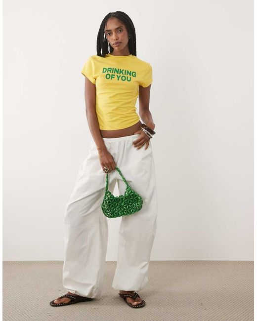 ASOS Yellow Baby Tee With Drinking Of You Slogan