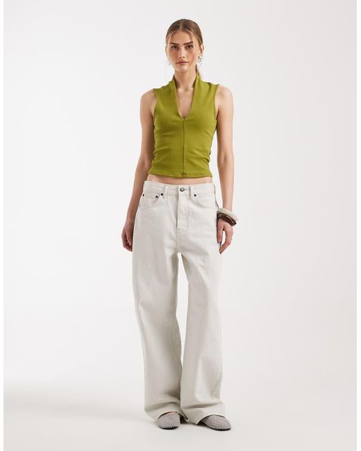 ASOS Green Compact Cotton Plunge Top