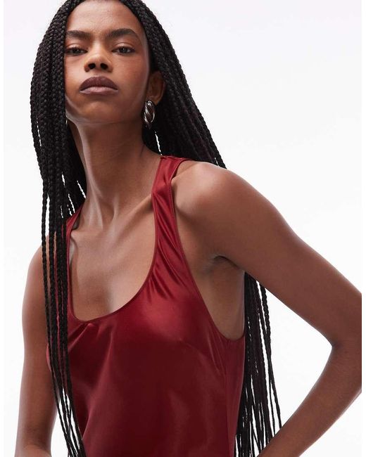ASOS Red Satin Scoop Maxi Dress