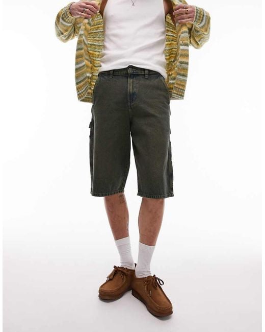 Dickies Green Loose Fit Denim Painter Shorts for men
