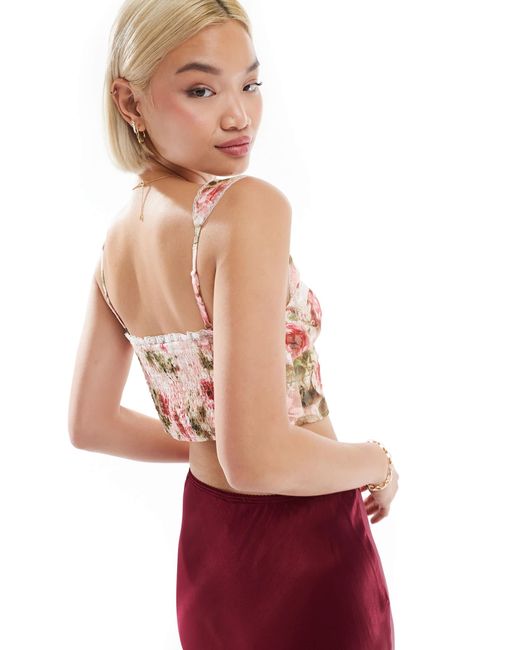 Love Triangle Pink Lace Corset With Ribbon Trim