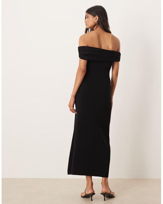Mango Black Off Shoulder Maxi Dress