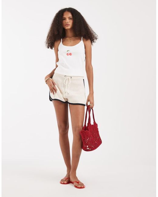 Vero Moda White Jersey Cami Top With Cherry Print Graphic