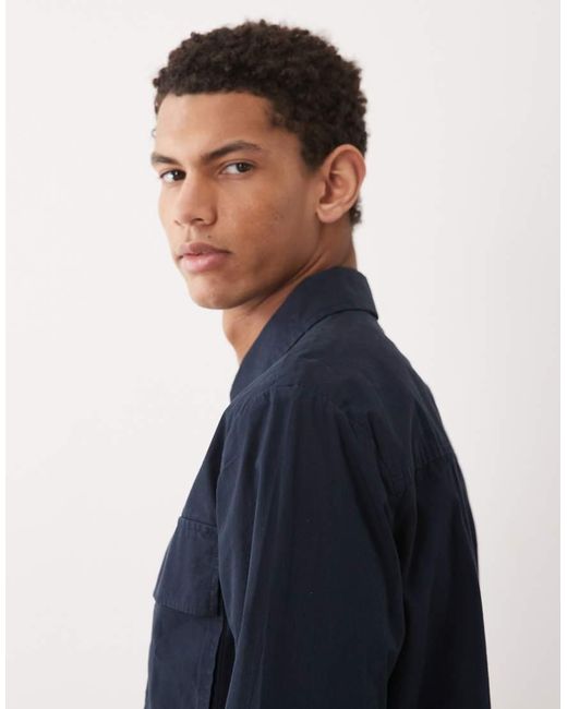 Farah Blue Ralph Button Through Overshirt for men