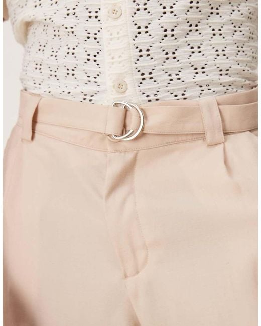 ASOS Oversized Nette Bermudashort Met Riemdetail in het Natural voor heren