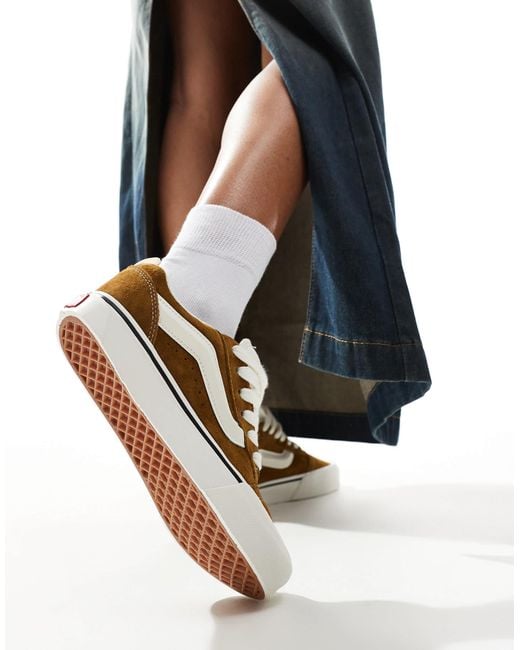Knu skool - baskets en daim à semelle chunky - clair Vans en coloris White