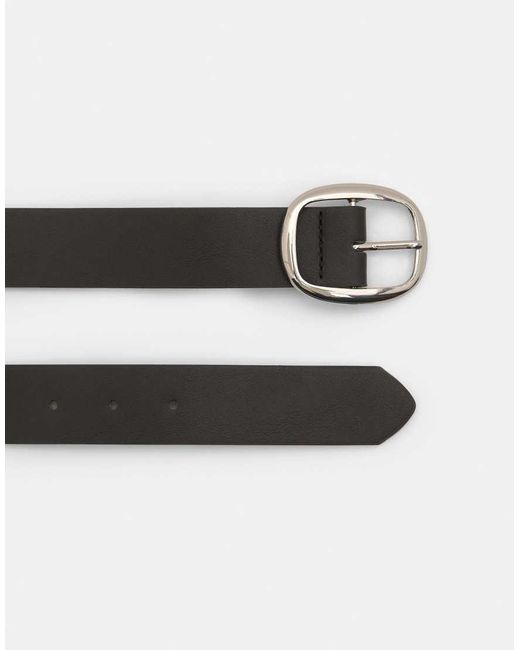 Pull&Bear Black Belt With Rounded Buckle