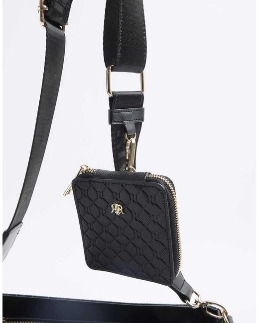River Island Gray Ri Monogram Utility Cross Body Bag