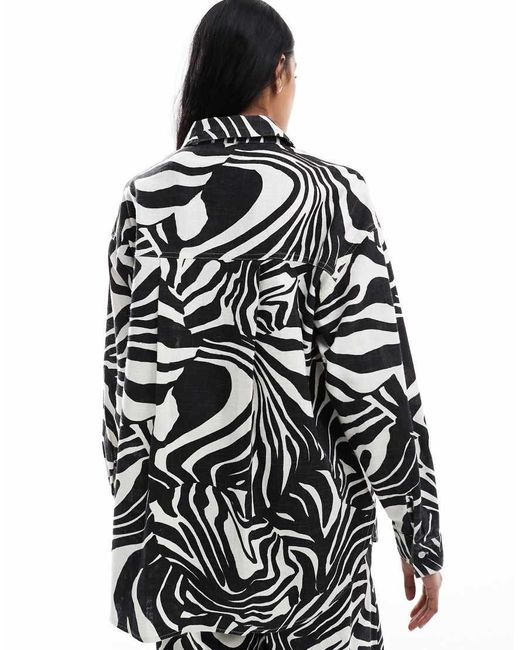 ASOS Oversized Overhemd Met Linnenlook in het White