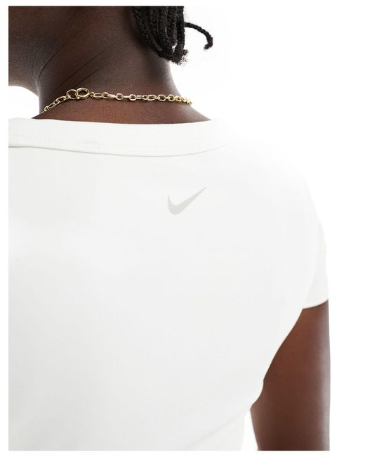 Nike White Nike One Training Dri-fit Fitted Cropped T-shirt