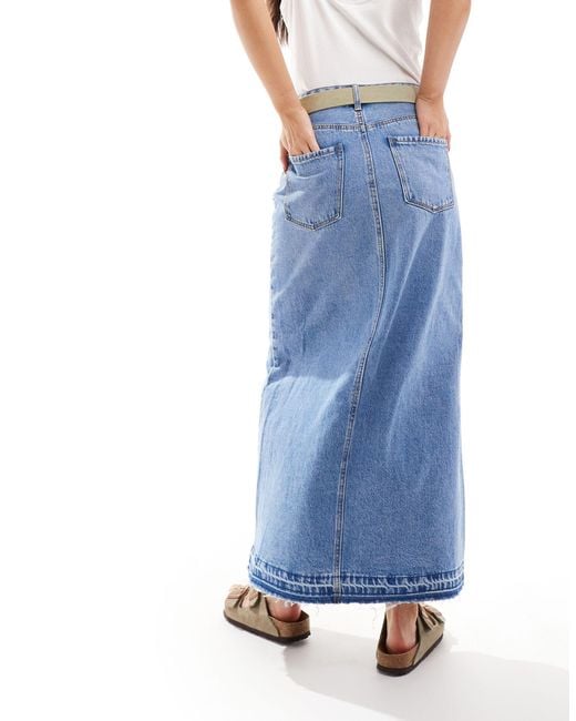 Vero Moda Blue Washed Midi Skirt