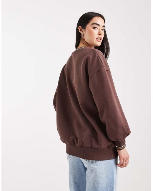 Miss Selfridge Brown Borg Printed Oversized Sweatshirt