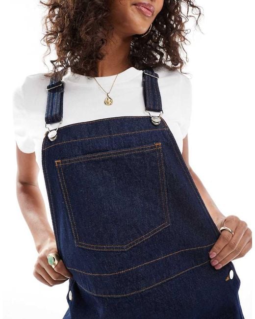 ASOS Blue Denim Dungaree Micro Mini Dress