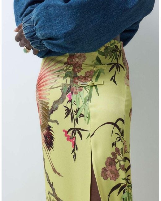 ASOS Blue Mandarin Detail Maxi Skirt Co Ord With Split