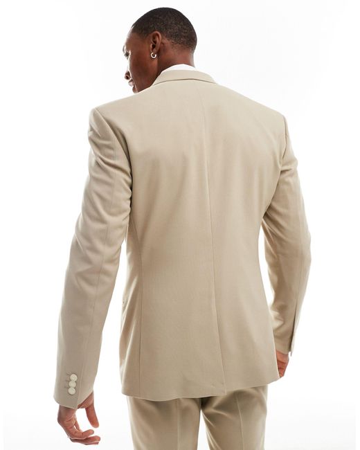 Giacca da abito doppiopetto super skinny color pietra di ASOS in Natural da Uomo