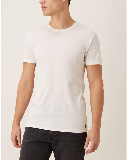 Polo Ralph Lauren Natural 3 Pack Icon Logo Hem Lounge T-Shirts