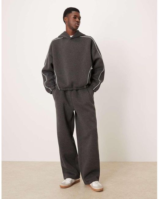 ASOS Gray Co-ord Wide Leg jogger With Side Piping for men