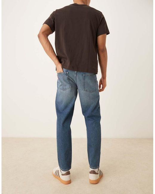 Vaqueros De Corte Tapered Con Y Acabado Vintage Tintado De ASOS de hombre de color Blue