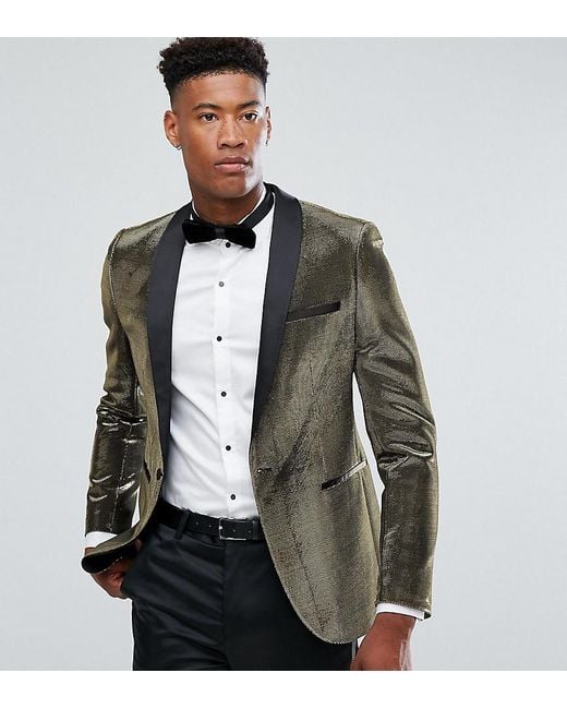 Lyst Asos Tall Skinny Suit Jacket In Metallic Gold in Metallic for Men