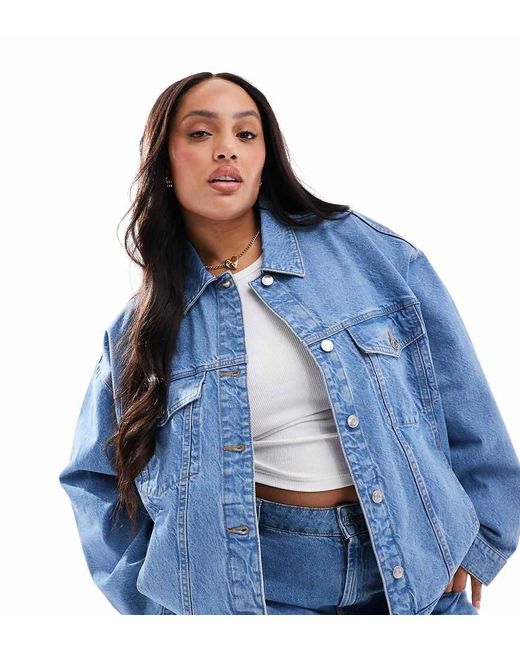 Chaqueta Vaquera Azul Extragrande Con Lavado Medio Estilo Años 90 De Asos Design Curve ASOS de color Blue