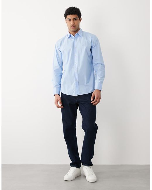 Boss Blue Regular Fit Cotton Long Sleeve Button Up Shirt for men