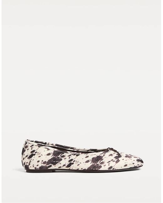 Stradivarius White Animal Print Ballet Flats