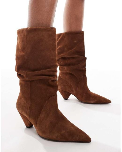 ASOS Brown Restless Premium Slouch Boot