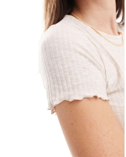 ONLY White Cropped Lettuce Edge T-shirt