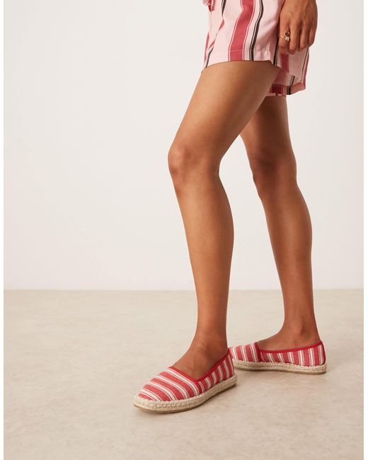 Joey - espadrilles fermées à rayures - rouge ASOS en coloris Natural