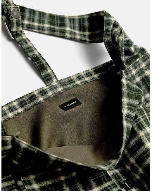 Borsa A Tracolla A Quadri Con Fibbia di Pull&Bear in Green da Uomo