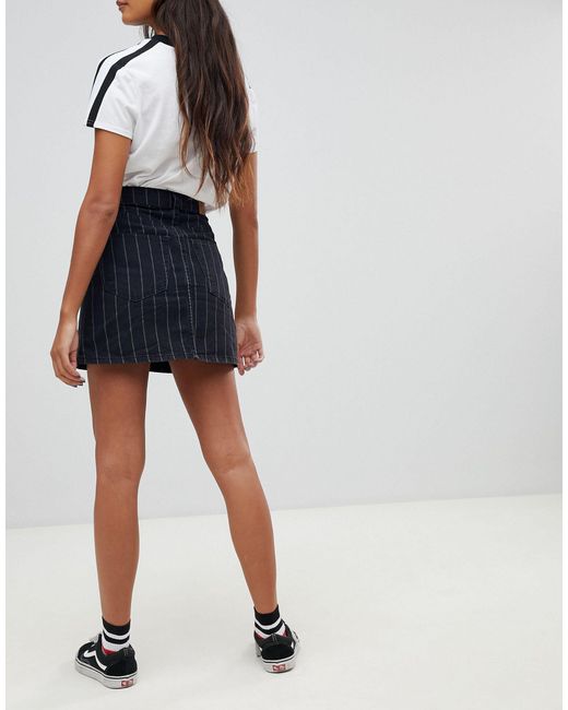 denim skirt with stripe