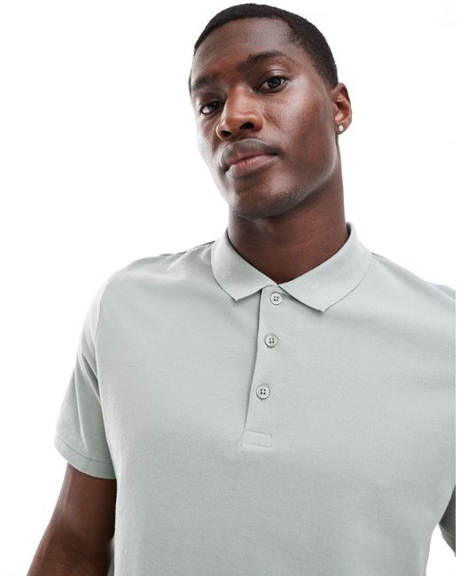 ASOS Gray Pique Polo Shirt for men
