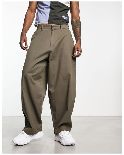 ASOS Oversized Balloon Chino Trousers in Green for Men | Lyst Canada
