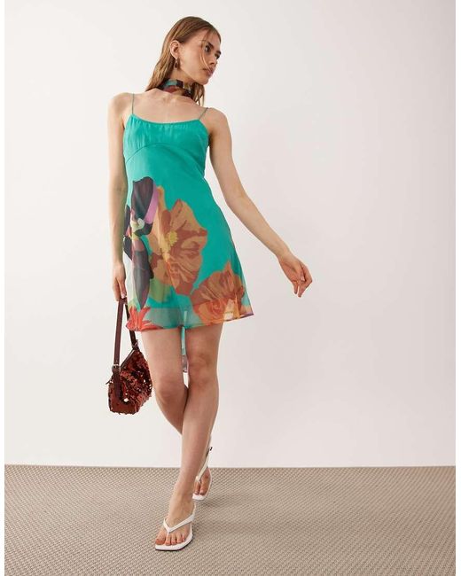 ASOS Blue Cami Mini Dress With Scarf