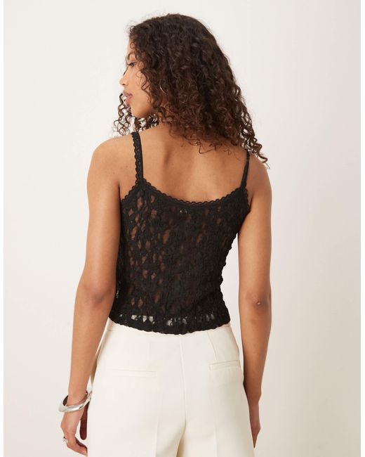ASOS Black Sheer Lace Cami Top With Trim Detail