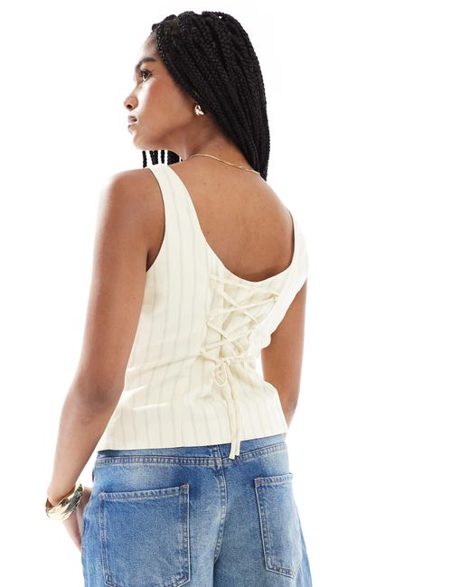 Stradivarius White Square Neck Waistcoat