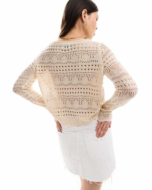 Jdy White Boatneck Broderie Long Sleeve Top