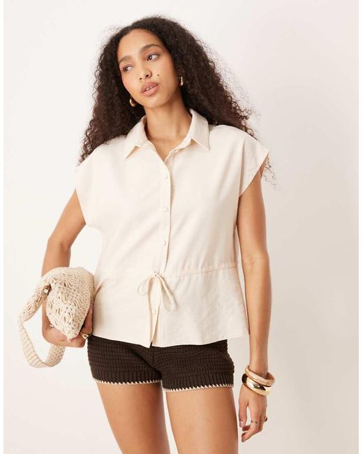 ASOS Overhemd Met Korte Mouwen En Gestrikte Taille in het White