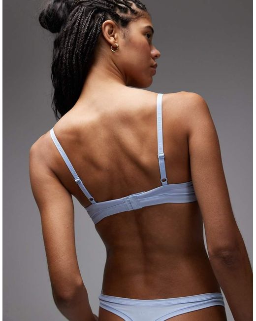 Tommy Hilfiger Blue Microfibre Essentials Padded Triangle Bra