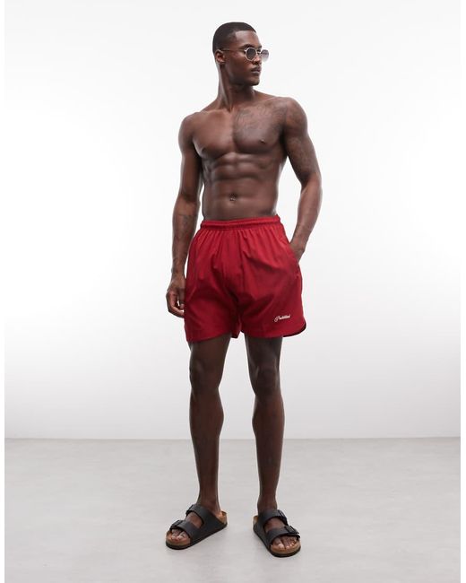 Prohibited Red Poolside Swim Shorts for men