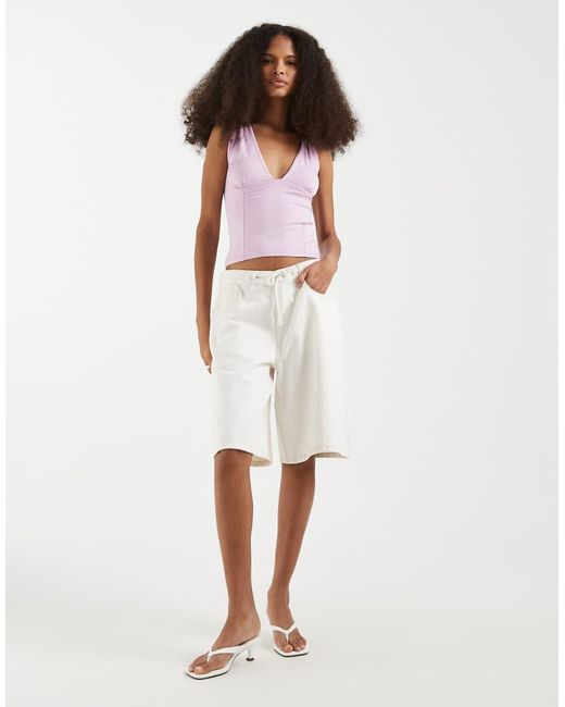 Motel Pink Lynod Rayon Plunge V Neck Top