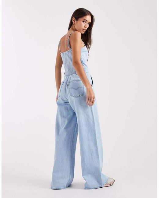 Levi's Blue Denim Bustier Wide Leg Jumpsuit