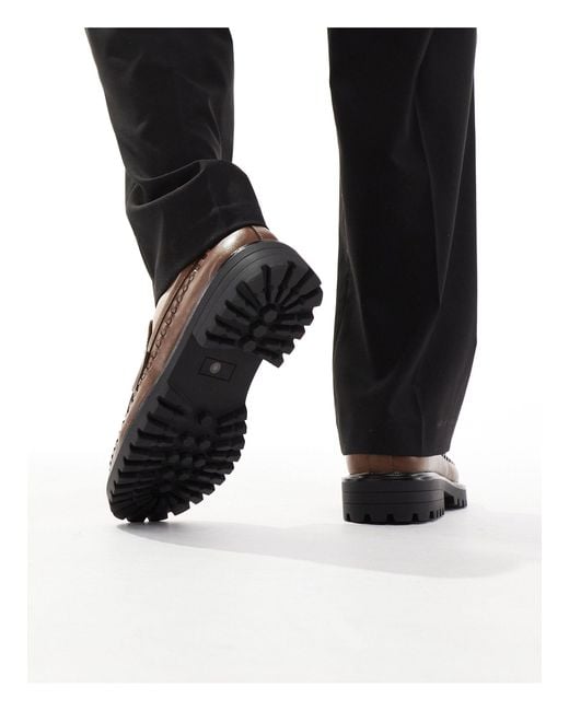 Truffle Collection Black Woven Chunky Penny Loafers for men