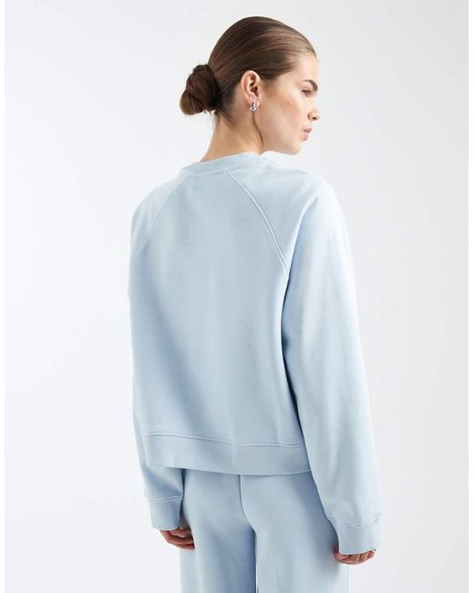 ASOS Blue Oversized Brushback Sweatshirt With Raglan Detail