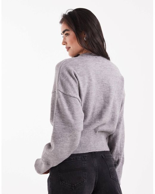 Daisy Street Gray Fitted Waist Cardigan
