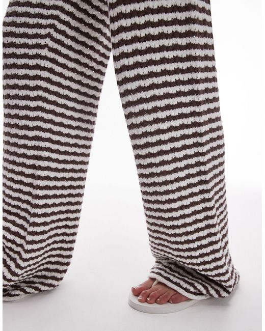 TOPSHOP White Knitted Stripe Trouser