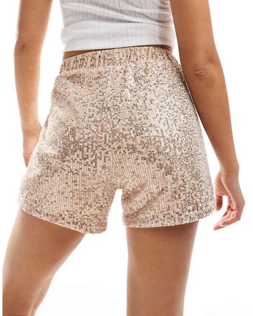 Threadbare White Sequin Mini Shorts