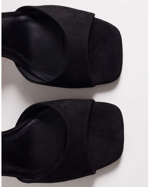 ASOS White Wide Fit Honour Barely There Mid Height Block Heel Sandals